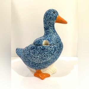 Vintage Gailstyn-Sutton Blue Speckled Large Duck Soup Stew Tureen Cookie Jar